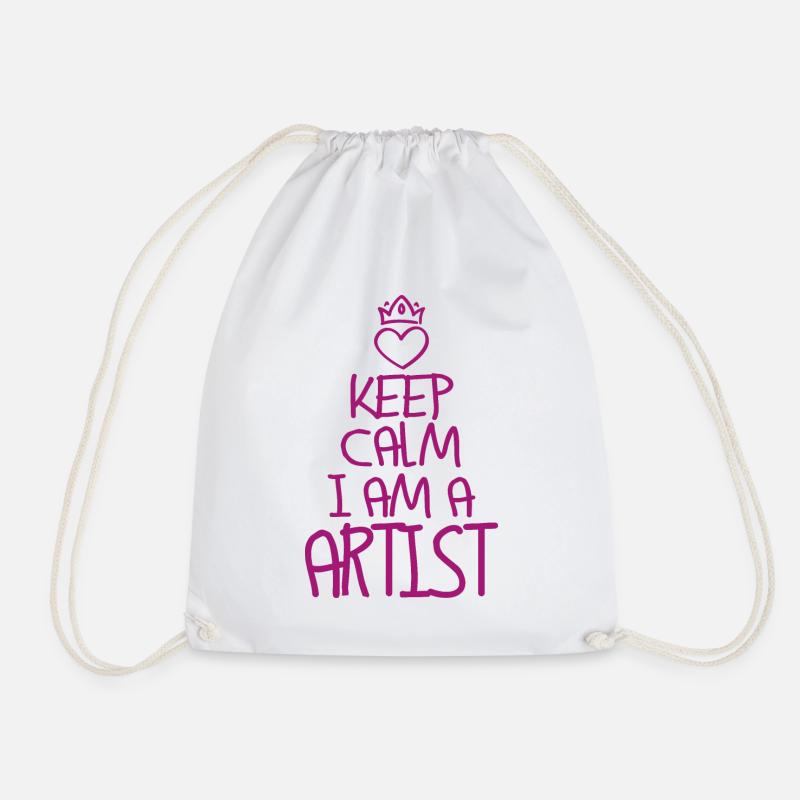 Keep Calm Artist Cool Artist Gift - Drawstring Bag - white