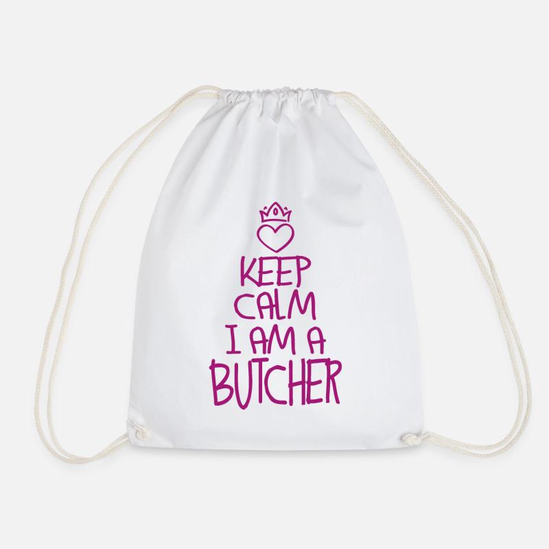 Keep Calm Metzger cool Metzger Geschenk - Turnbeutel - Weiß