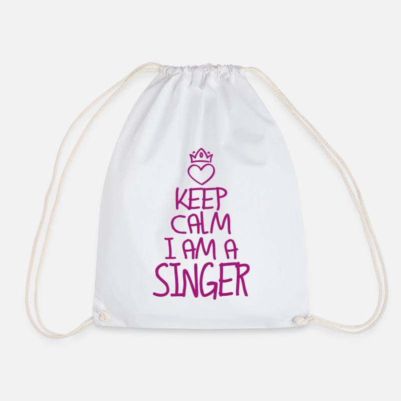 Keep Calm Singer Cool Singer Gift - Drawstring Bag - white