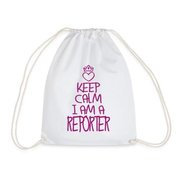 Keep Calm Reporter cool reporter gift - Drawstring Bag - white - Front