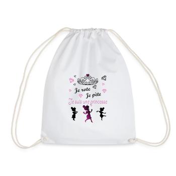 Princesse. Je suis une princesse. - Sac de sport léger - blanc - Devant