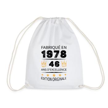 Made in 1978 Born in 1978 46 Years Anniversary - Drawstring Bag - white - Front