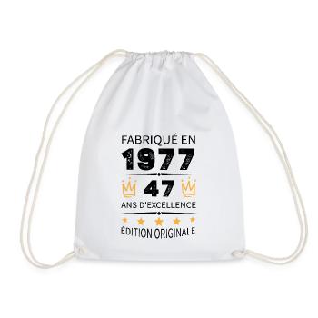 Baujahr 1977 Jahrgang 1977 47 Jahre Jubiläum - Turnbeutel - Weiß - Vorne