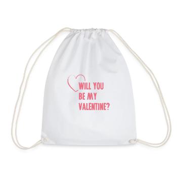 Valentinstags Geschenk / Will you be my Valentine? - Turnbeutel - Weiß - Vorne