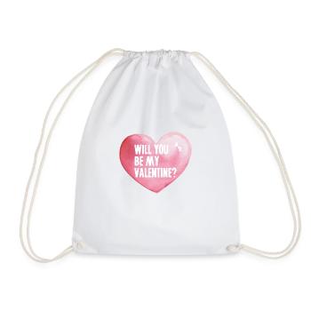 Valentine Geschenke / Will you be my valentine? - Turnbeutel - Weiß - Vorne