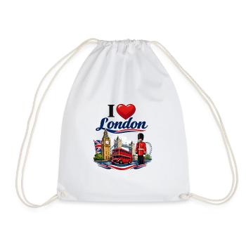 I Love London – Ikonische britische Ikonen - Turnbeutel - Weiß - Vorne