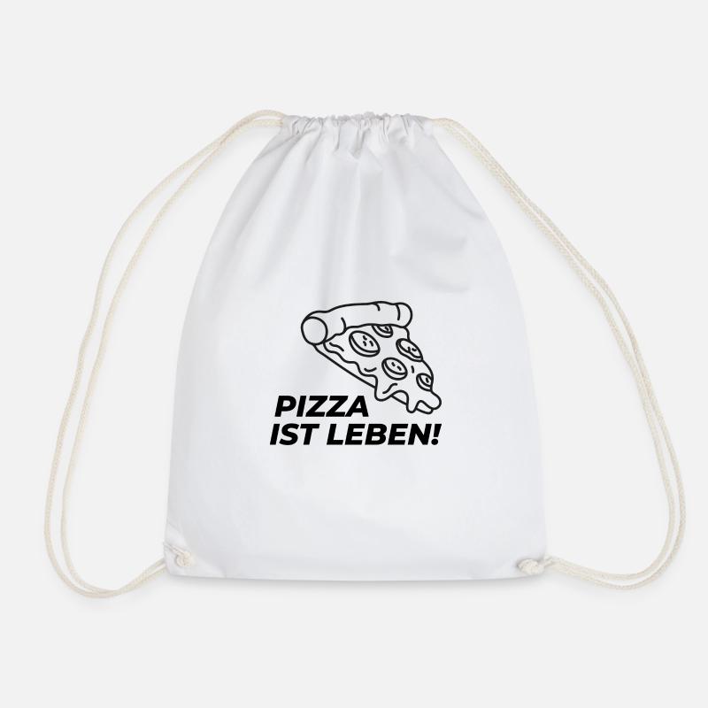 Pizza is life - Drawstring Bag - white