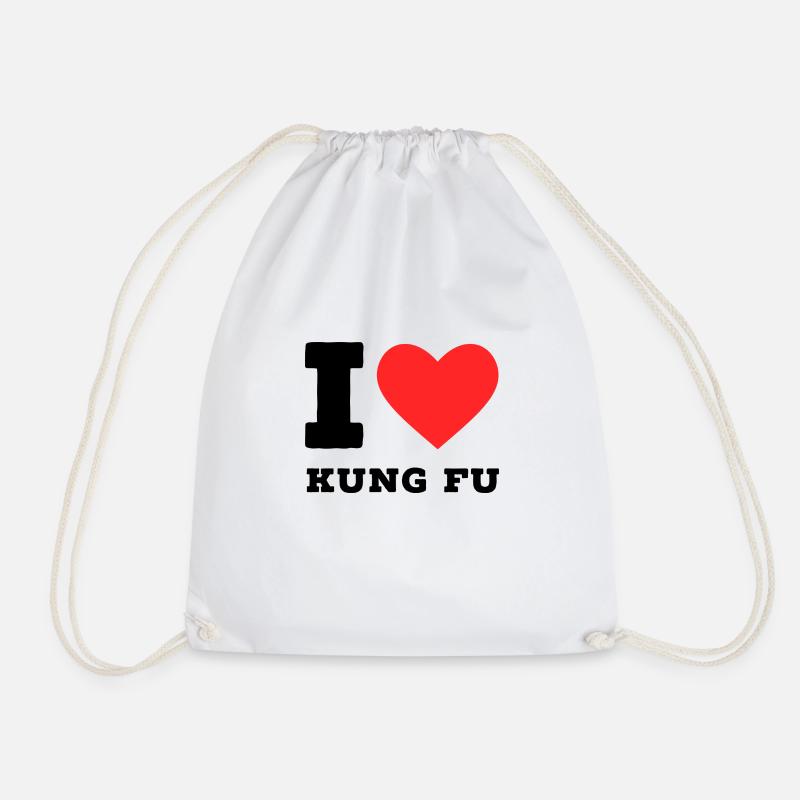 I love Kung fu - Drawstring Bag - white