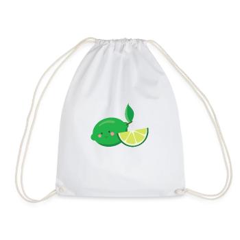 lime - Drawstring Bag - white - Front
