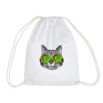 Cat money glasses - Drawstring Bag - white - Front
