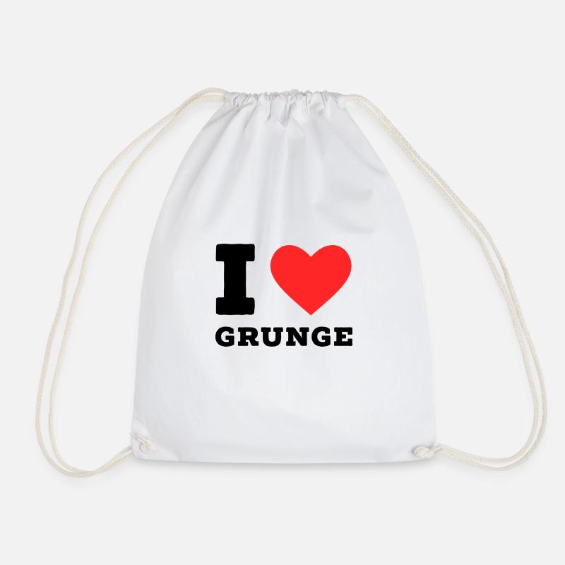 I love grunge - Drawstring Bag - white