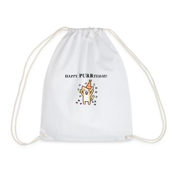Cat Happy Birthday Birthday Gift Idea - Drawstring Bag - white - Front