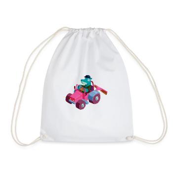 Hippo in a tractor - Drawstring Bag - white - Front