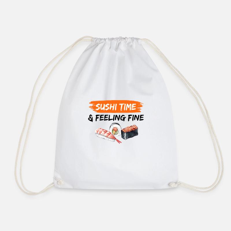 Sushi time and feeling fine - Drawstring Bag - white