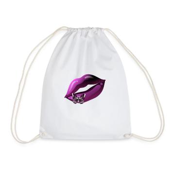 Glossy Purple Kiss - Drawstring Bag - white - Front