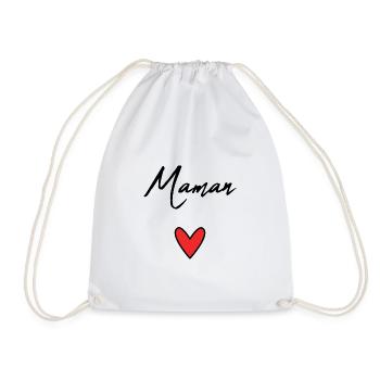 MOM. MOTHER'S DAY. HEART. FEAST. HAPPY BIRTHDAY - Drawstring Bag - white - Front
