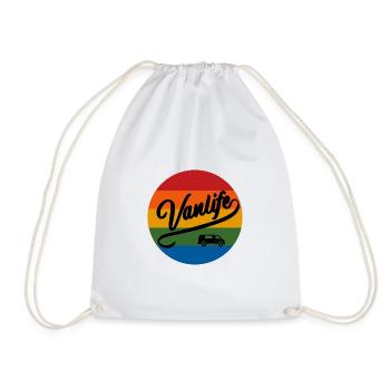 Van life pastille van - Drawstring Bag - white - Front