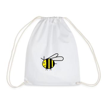 Yellow flying honey bee bumblebee - gift idea - Drawstring Bag - white - Front