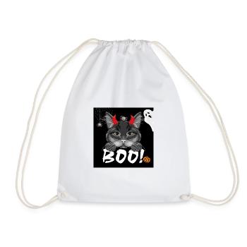 Festive design with a black cat for Halloween - Drawstring Bag - white - Front