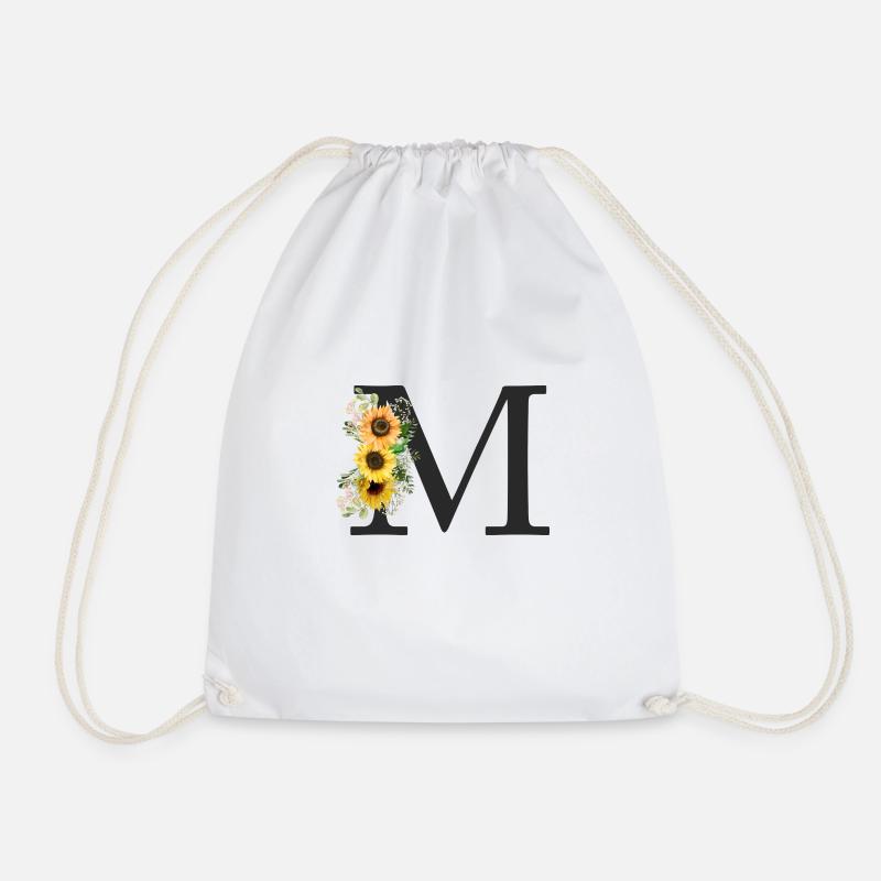 M Monogramm Sonnenblumen - Turnbeutel - Weiß