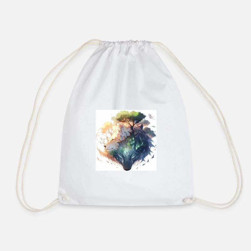 Wolves - Drawstring Bag - white