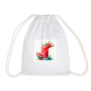 Fresh Watermelon Juice Illustration - Drawstring Bag - white - Front