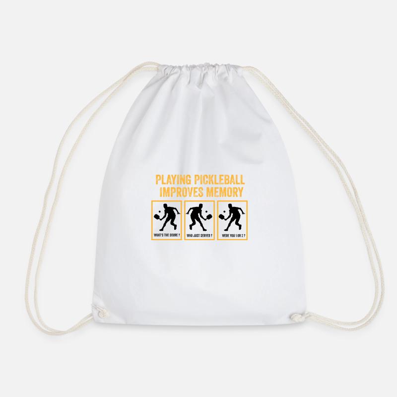 Playing pickleball improves memory - Drawstring Bag - white