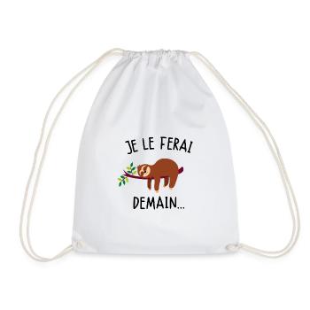 Je le ferai demain | Modèle Design Drôle - Sac de sport léger - blanc - Devant