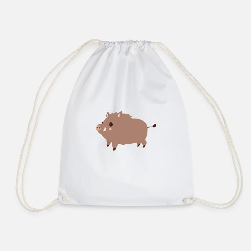 wild boar - Drawstring Bag - white