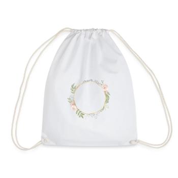Modern Pastel Boho Flower Circle customizable - Drawstring Bag - white - Front