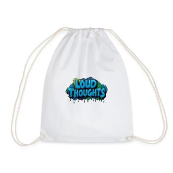 Loud Thoughts – Graffiti Lettering Design. - Drawstring Bag - white - Front