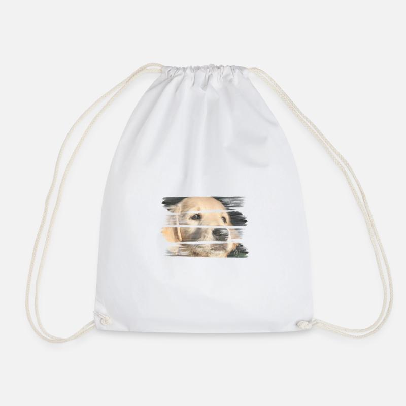 Golden retriever - Drawstring Bag - white