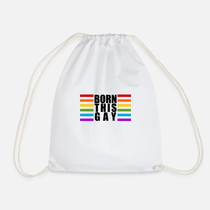 Born this gay - Drawstring Bag - white