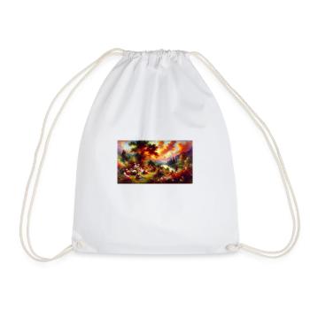 "Fiery Symphony: An Exhilarating Display of - Drawstring Bag - white - Front