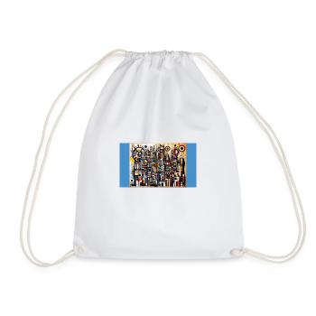 "Chaos Unleashed: A Rhythmic Symphony of Colors - Drawstring Bag - white - Front