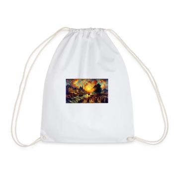 "Fiery Passion Ignites the Canvas" - Drawstring Bag - white - Front