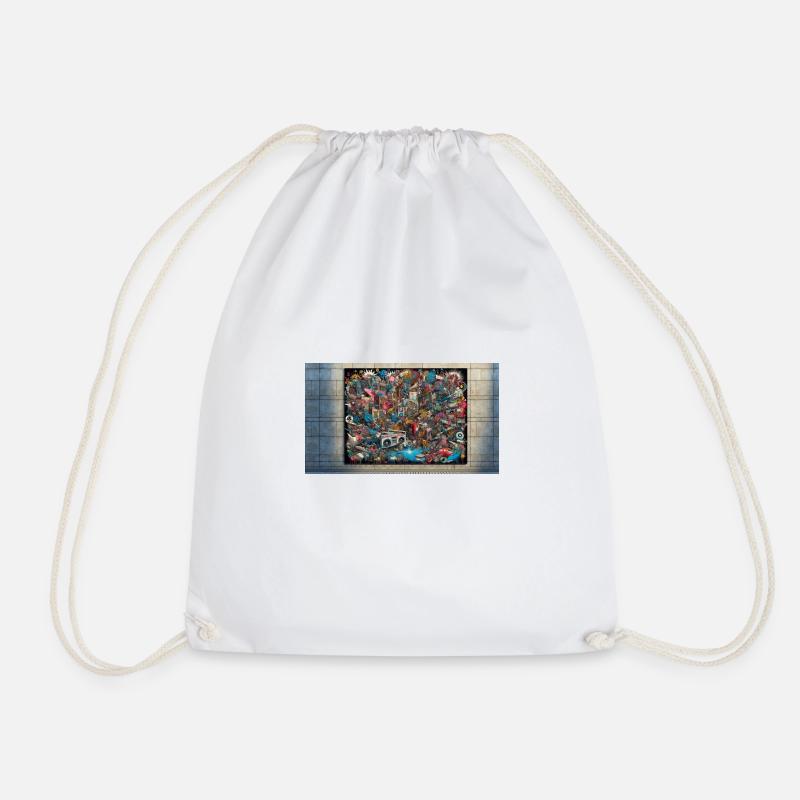 Powerful Rebellion: Punk Art Unleashed - Drawstring Bag - white