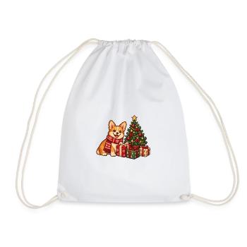 Corgi Weihnachtsglanz - Turnbeutel - Weiß - Vorne