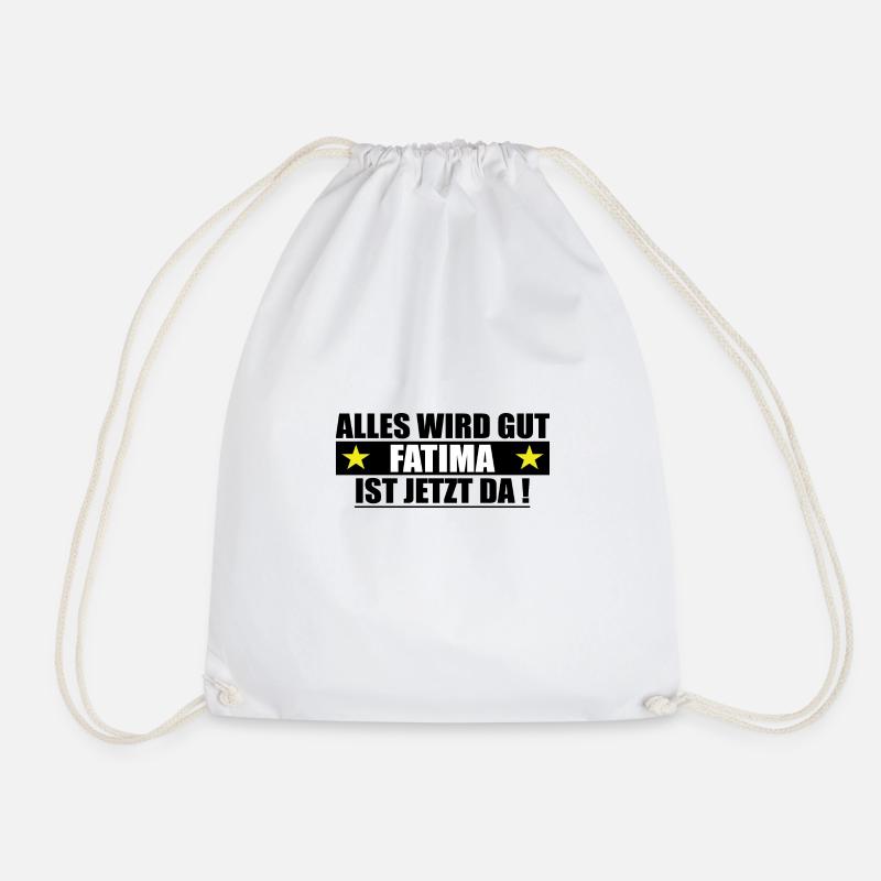 Fatima Last Name First Name Birthday - Drawstring Bag - white