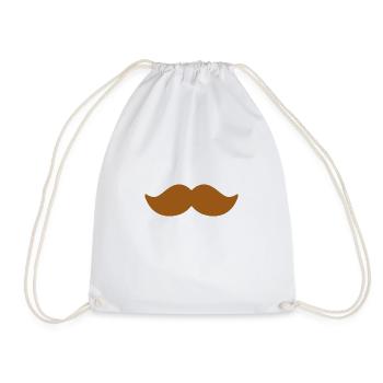 Rusty mustache brown brown man november bike - Drawstring Bag - white - Front