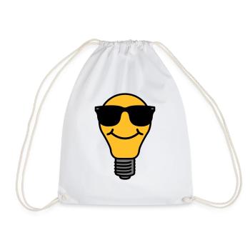Lightbulb with sunglasses - Drawstring Bag - white - Front