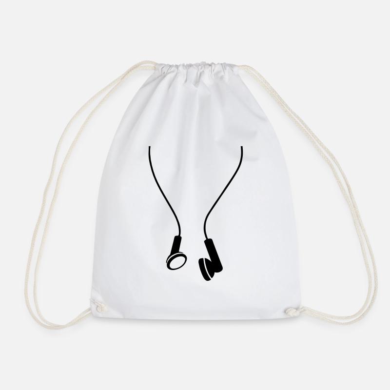 music headphones - Drawstring Bag - white