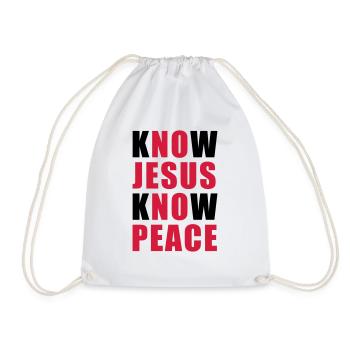 No Jesus No Peace, christian, faith, religion - Drawstring Bag - white - Front