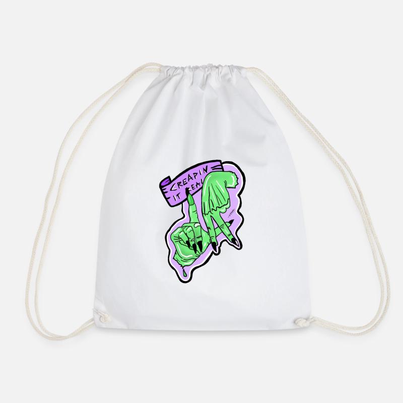 Creapin it real green witch halloween - Drawstring Bag - white