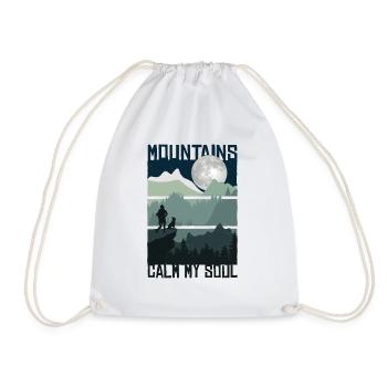 Hiking woman dog dog mountains Alps climbing nature - Drawstring Bag - white - Front