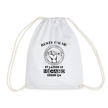 stay calm and let the mechanic handle it - Drawstring Bag - white - Front