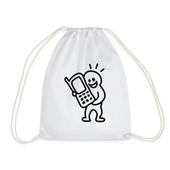 Tefefonieren mobile phone - line - Drawstring Bag - white - Front