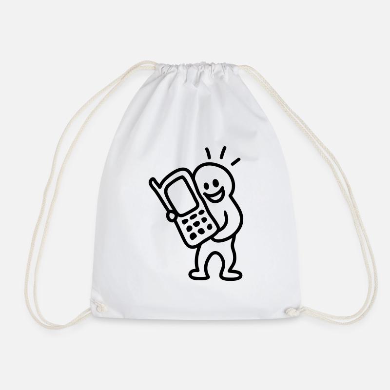 Tefefonieren mobile phone - line - Drawstring Bag - white