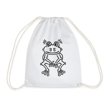 Funny frog in thinker attitude - Drawstring Bag - white - Front
