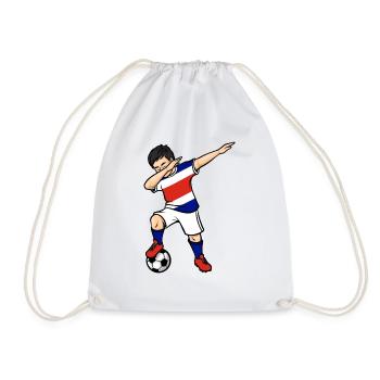 Dabbing Soccer Player Boys Costa Rica Soccer - Drawstring Bag - white - Front